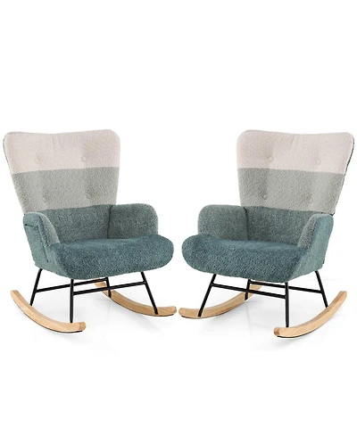 Sugift Nursery Rocking Chair with Ergonomic Armrests and High Back