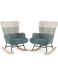 Sugift Nursery Rocking Chair with Ergonomic Armrests and High Back