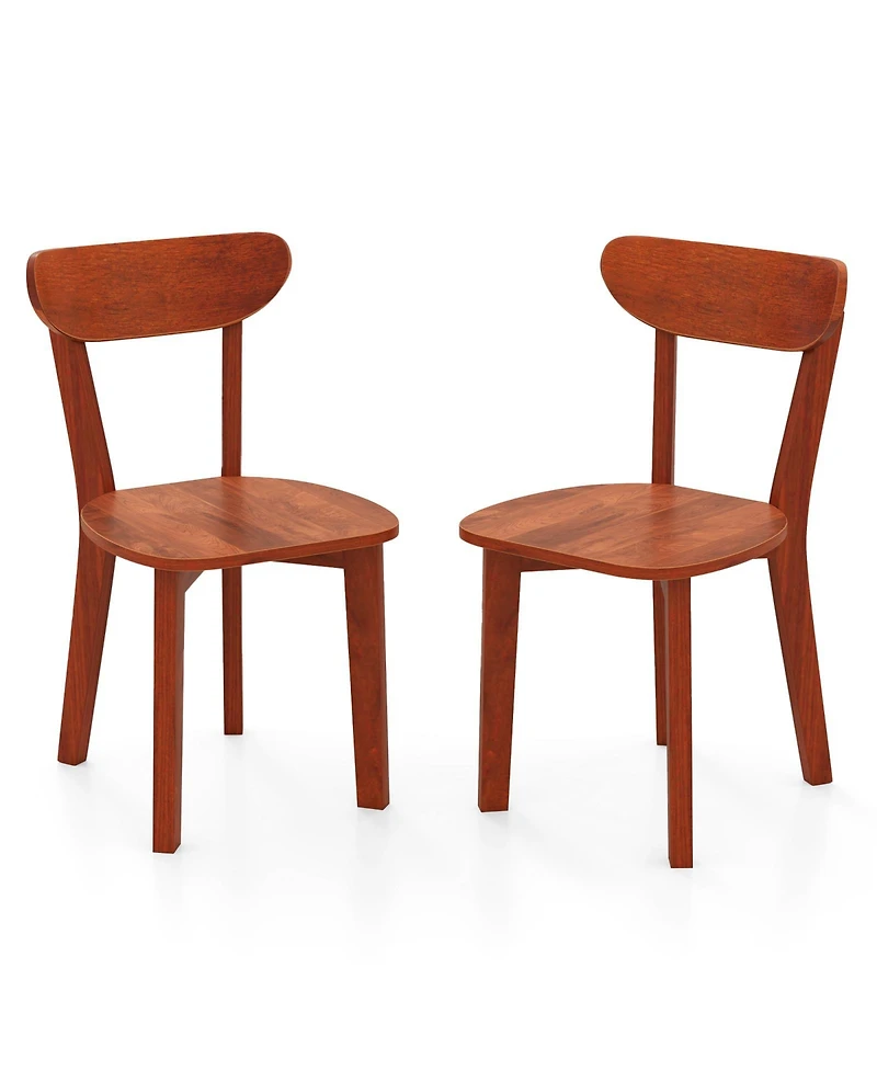 Sugift Solid Wood Dining Chairs Set of Two with Curved Backrest