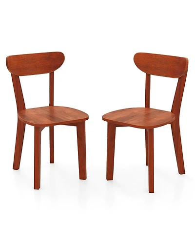 Sugift Solid Wood Dining Chairs Set of Two with Curved Backrest