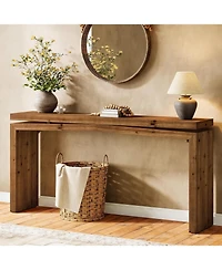Tribesigns Solid Wood Console Table, 63-Inch Long Farmhouse Sofa Table Behind Couch