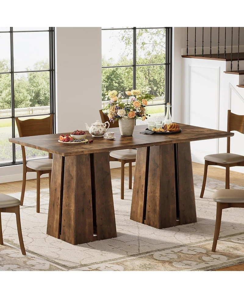 Tribesigns 31.5" Wooden Square Dining Table for 2-4 People, Farmhouse Kitchen Table