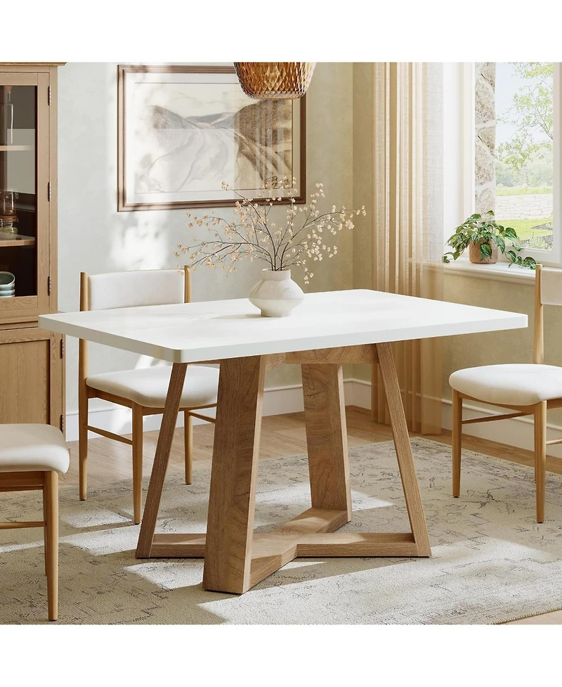 Tribesigns 47-Inch Dining Table for 4 People, Modern Kitchen Table with Wooden Legs
