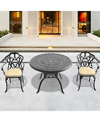 Clihome 3 Piece Patio Bistro Set with Cushions, Bistro Chairs and Table with Umbrella Hole