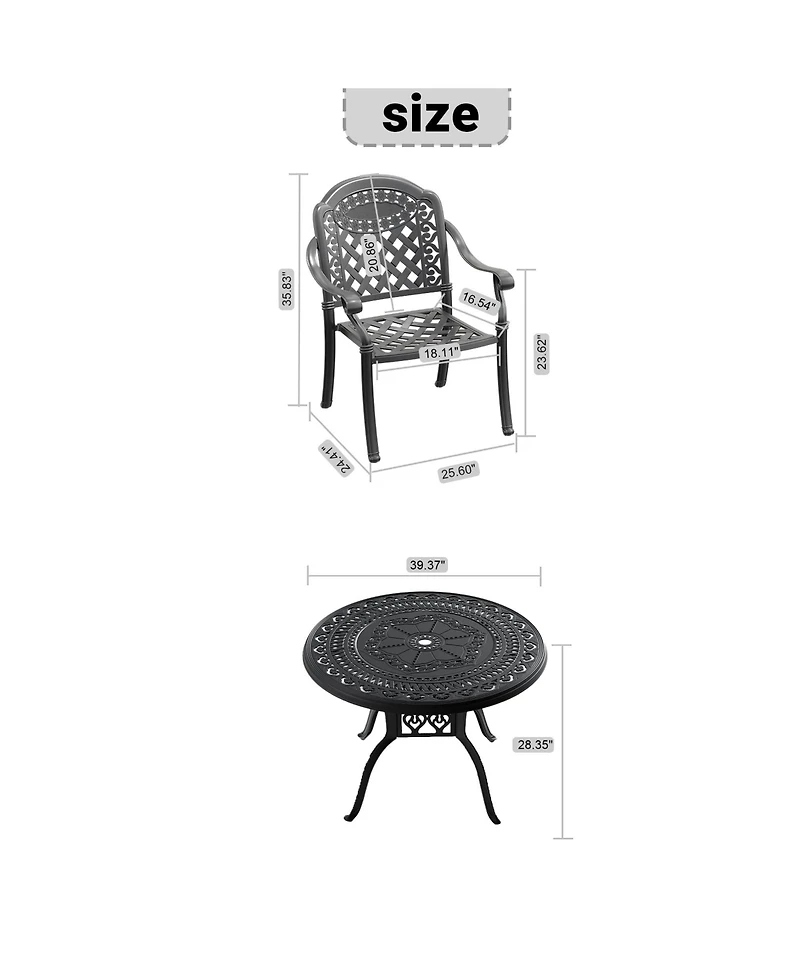 Clihome 5-Pcs Outdoor Cast Aluminum Patio Furniture Set with Random Color Cushions
