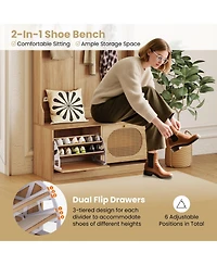 Sugift Four in One Hall Tree with Coat Rack and Storage Drawers