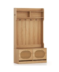 Sugift Four in One Hall Tree with Coat Rack and Storage Drawers