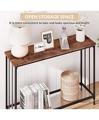 gaomon 2-Tier Industrial Console Table with Shelves, Narrow Sofa Table for Entryway, Foyer, Bedroom, Living Room, Retro, 41.3"x11.8"x31.8
