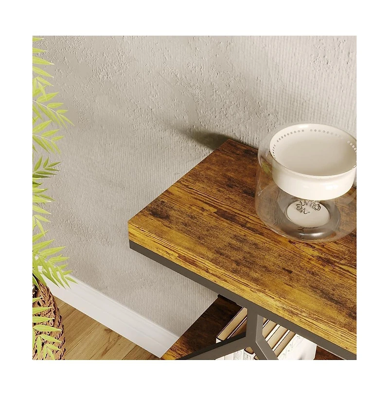 gaomon Farmhouse Industrial Console Table, 3-Tier Narrow Sofa Table, Metal Frame, Open Storage Shelves