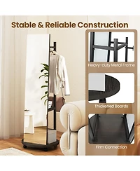 Sugift Freestanding Coat Rack with Full Length Mirror and Hooks