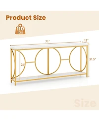 Sugift Two Tier Console Table with Faux Marble Top and Shelf