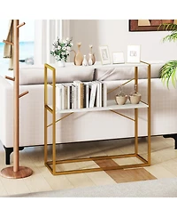 Sugift Two Tier Entryway Console Table with Wood Shelves and Frame