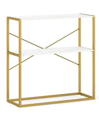 Sugift Two Tier Entryway Console Table with Wood Shelves and Frame