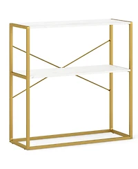 Sugift Two Tier Entryway Console Table with Wood Shelves and Frame