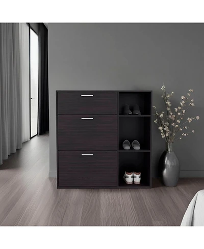 Depot E-shop Linn Shoe Rack, 2 Doors, 1 Drawer, 3 Shelves