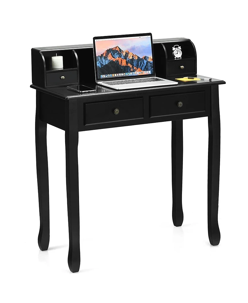 Sugift Writing Desk Vanity Computer Desk with Two Tier and Drawers