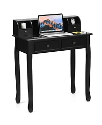 Sugift Writing Desk Vanity Computer Desk with Two Tier and Drawers
