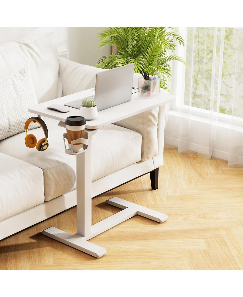 Sugift Height Adjustable Mobile Standing Desk Overbed Table