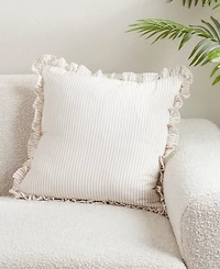 Saro Lifestyle Striped Ruffle Edge Decorative Pillow