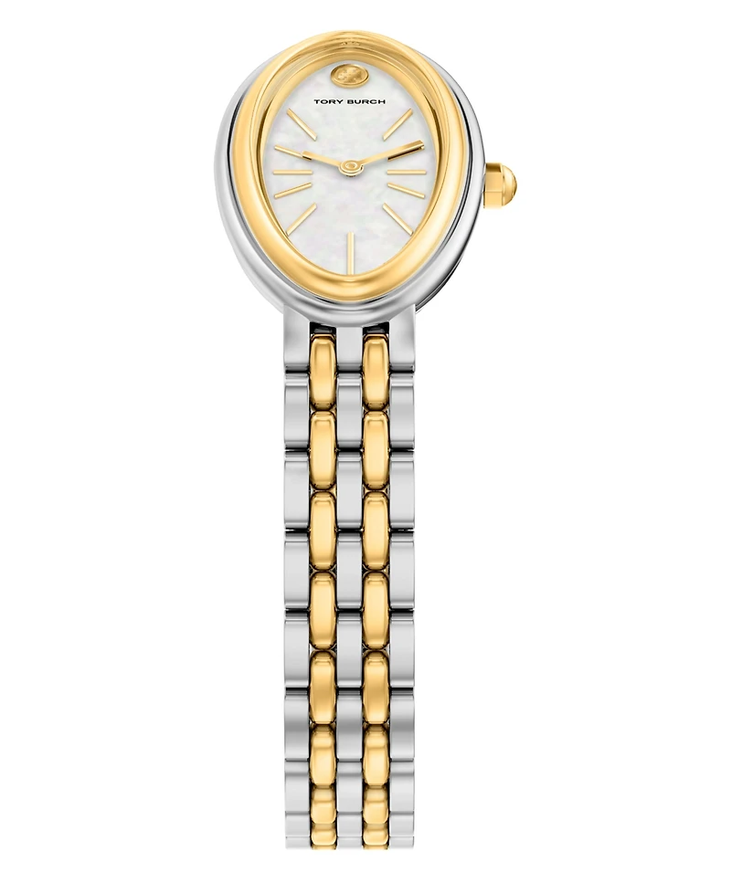 Tory Burch Women's The Oval Elongated Quartz Two-Hand Two-Tone Stainless Steel Watch, 22mm