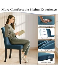 gaomon Set of 4 Linen Upholstered Parsons Dining Chairs with Nailhead Trim, Kitchen and Dining Room Seating