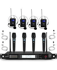 Pyle 8-Channel Wireless Microphone System with Professional Microphones PDWM8441