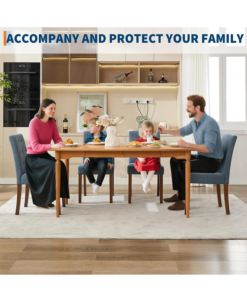 gaomon Set of 4 Button Tufted Parsons Dining Chairs, Upholstered Fabric Side Chairs with Solid Wood Legs