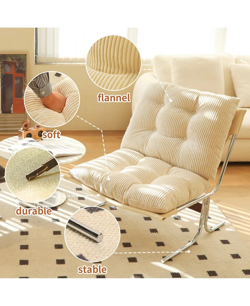 Rainsken Modern Accent Chair, Upholstered Reading Chair with Metal Chrome Frame, Comfy Living Room Chair for Home Office, Bedroom