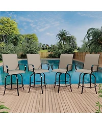 gaomon 4 Pcs Outdoor Swivel Bar Stools Set, All Weather High Back and Armrest Patio Chairs for Deck