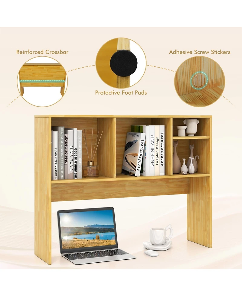 Sugift Computer Desktop Bookcase with 4 Cubbies and Open Back Compartment