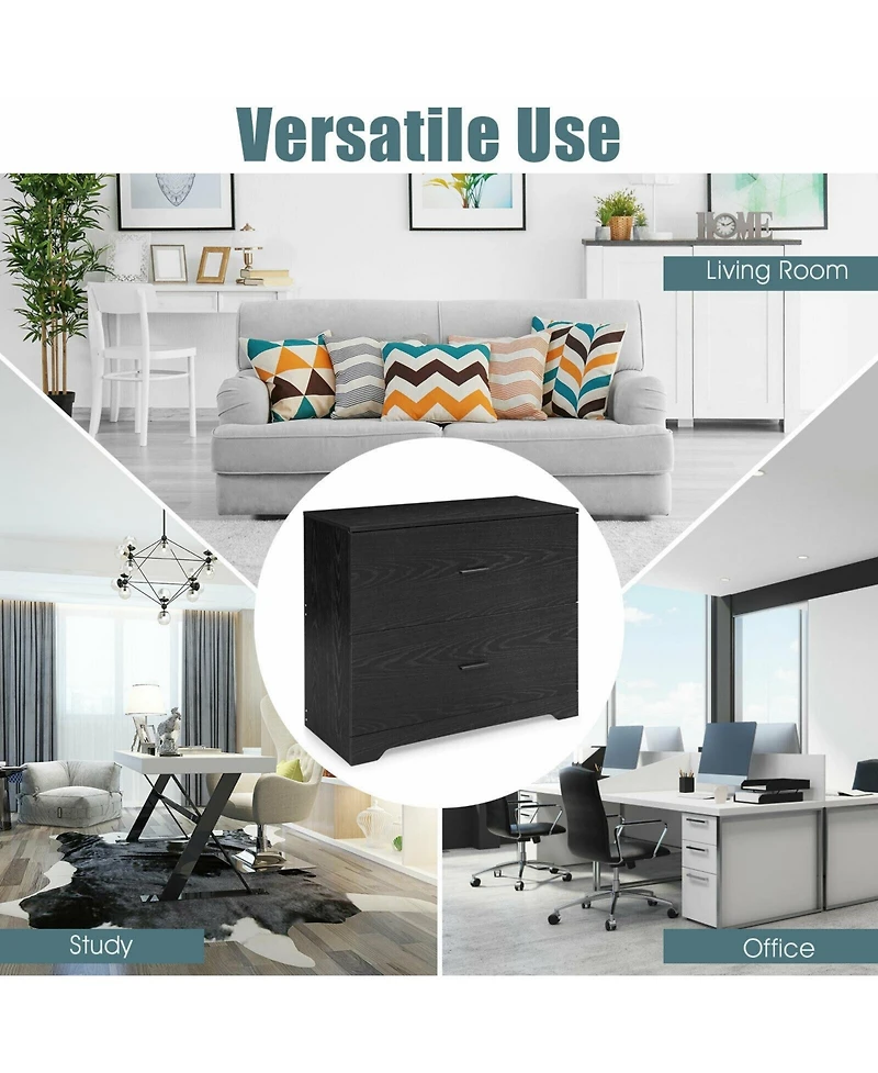 Sugift Two Drawer Lateral File Cabinet with Adjustable Hanging Bars