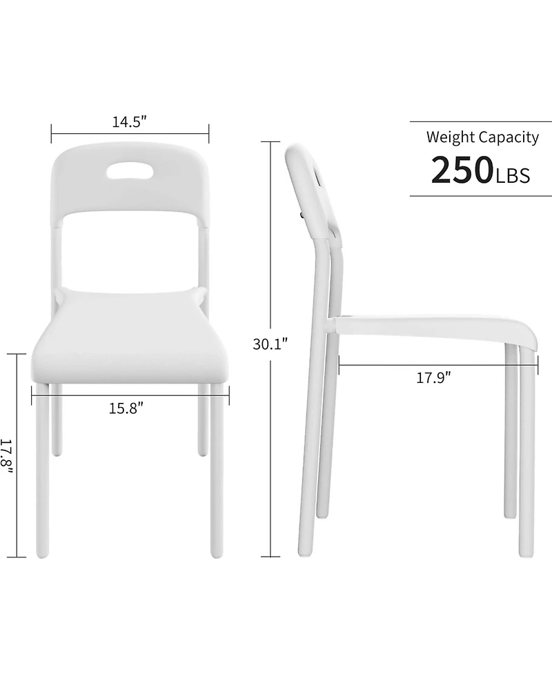 gaomon Set of 4 Stackable Modern Plastic Dining Chairs with Metal Legs, Waterproof and Stain-Resistant