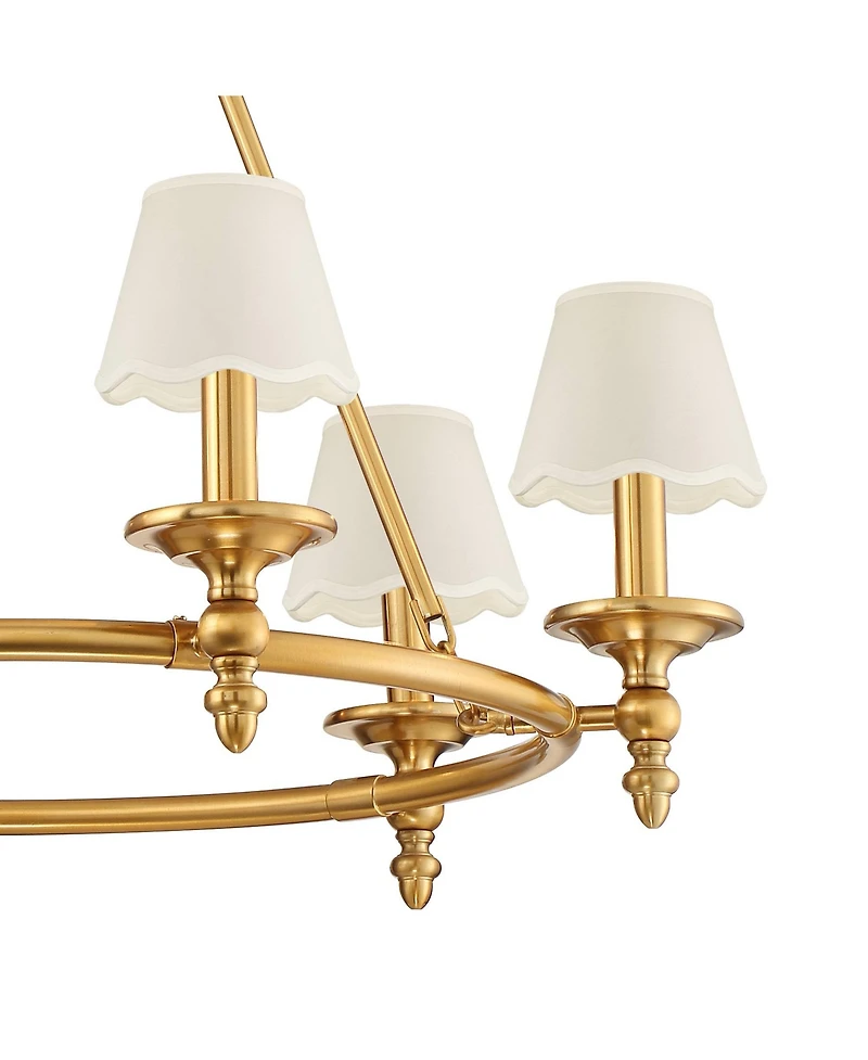 Stiffel Hartley 28"W Antique Gold 6-Light Chandelier with Shade