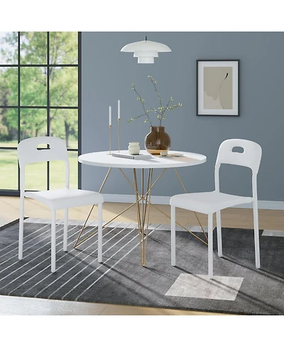gaomon Set of 2 Stackable Modern Plastic Dining Chairs with Metal Legs, Waterproof and Stain-Resistant