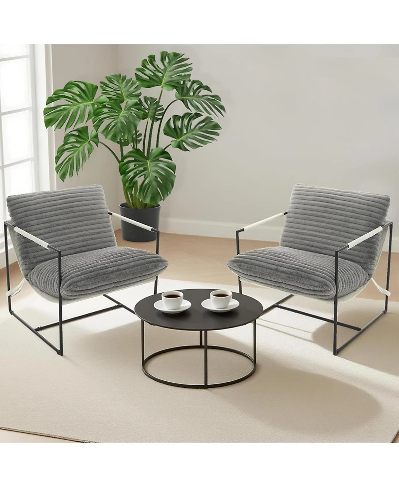 gaomon Modern Plush Sling Accent Chair with Shredded Foam Upholstery and Sturdy Metal Frame, Comfy Lounge Chair for Home