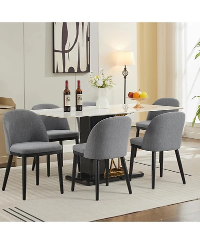 gaomon Modern Fabric Upholstered Wooden Dining Chairs Set with High Back and Deep Seat for Kitchen and Dining Room