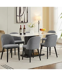 gaomon Modern Fabric Upholstered Wooden Dining Chairs Set with High Back and Deep Seat for Kitchen and Dining Room