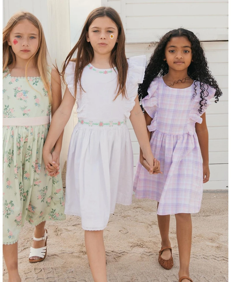 Hope & Henry Toddler Girls' Linen Flutter Sleeve Pinafore Dress