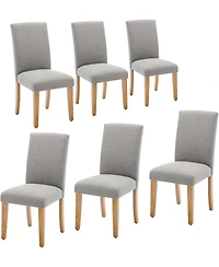 gaomon Set of 6 Modern Fabric Upholstered Ergonomic Dining Chairs with Curved Backrest and Heavy-Duty Wood Legs