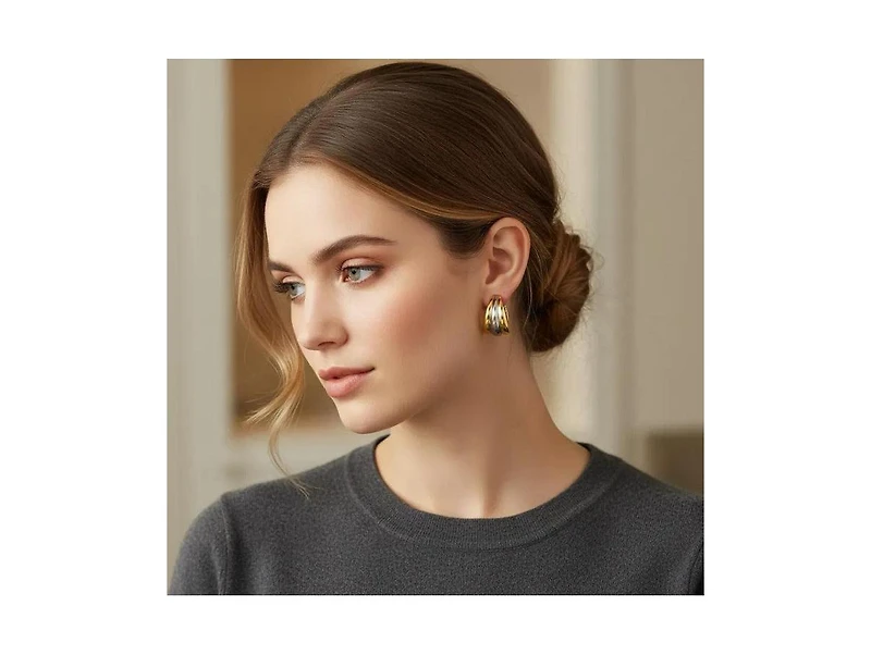Rivka Friedman Two-Tone Polished Hoop Earrings