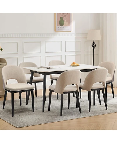 gaomon Modern Fabric Upholstered Wooden Dining Chairs Set with High Back and Deep Seat for Kitchen and Dining Room