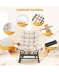 gaomon 2-Pack Papasan Rocking Chair with Footrest, Oversized Rattan Chair with Removable Cushion and Metal Frame, For Patio and Indoor