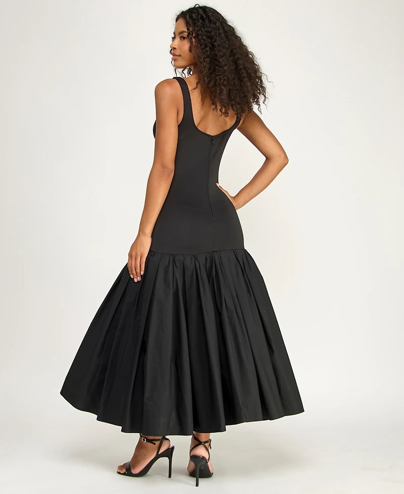 Alex & Sophia Women's Scoop Neck Shirred Midi Dress