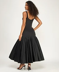 Alex & Sophia Women's Scoop Neck Shirred Midi Dress