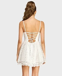 Alex & Sophia Women's Sweetheart Neck Embroidered Mini Dress