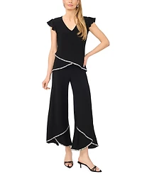 Msk Petite Flutter-Sleeve V-Neck Top
