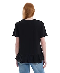 Wilt Clothing Women's Short Sleeve Mixed Media Tee