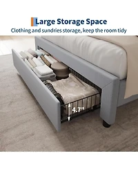 gaomon Bed Frame with Storage Headboard and Charging Station, Wooden Platform with Metal Frame & Drawers