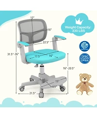 Sugift Kids Desk Chair with Adjustable Height Armrest and Footrest