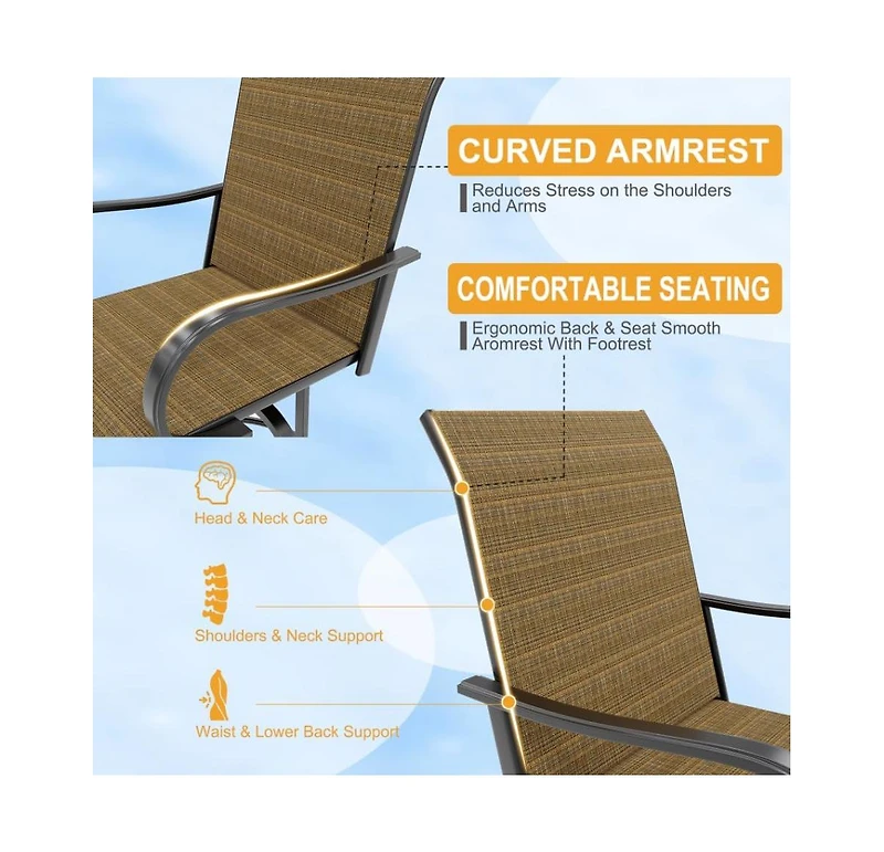 gaomon 5PCS Outdoor Swivel Bar Set with 4 Swivel Chairs and Glass Top Table, All Weather Textile Fabric Outdoor High Top Bar Set for Home, Backyard